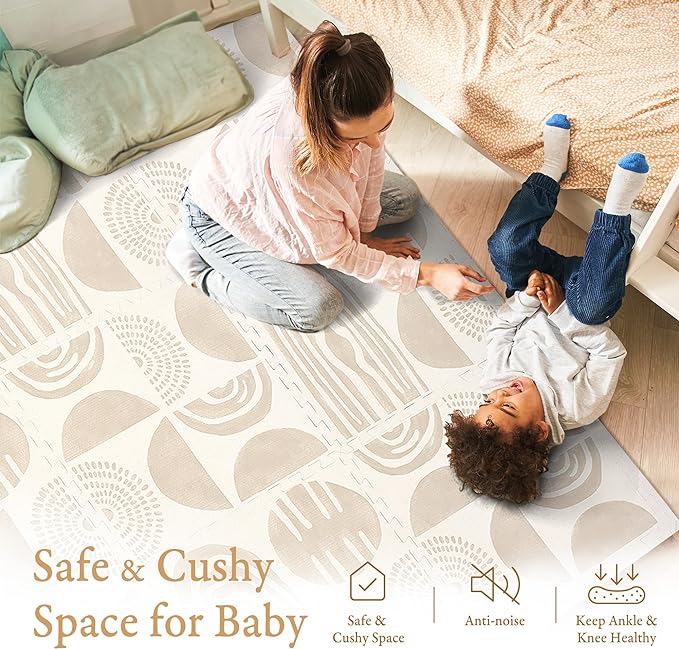 Premium Exercise & Baby Foam Play Mats - Stylish & Large Non-Toxic Odorless Floor Mat 6 Tiles 6ft x 4ft -