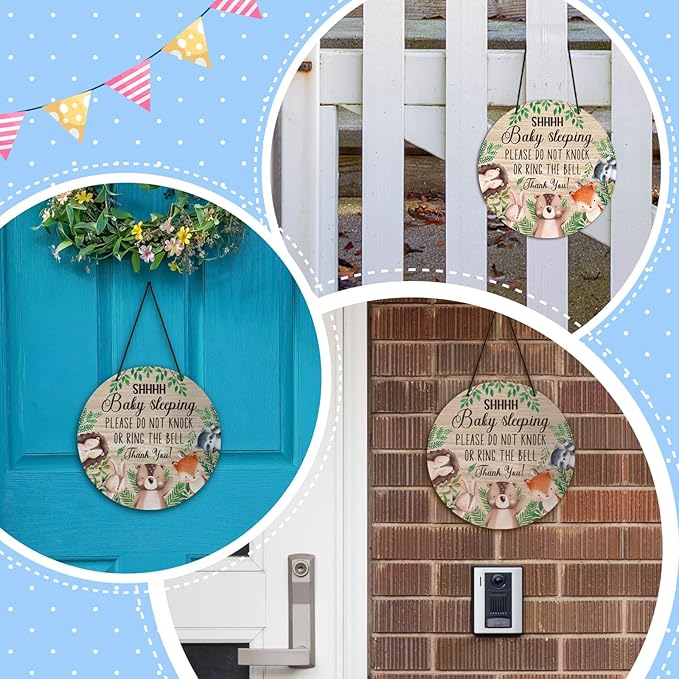 Putuo Decor Shh Baby Sleeping Door Sign for Front Door