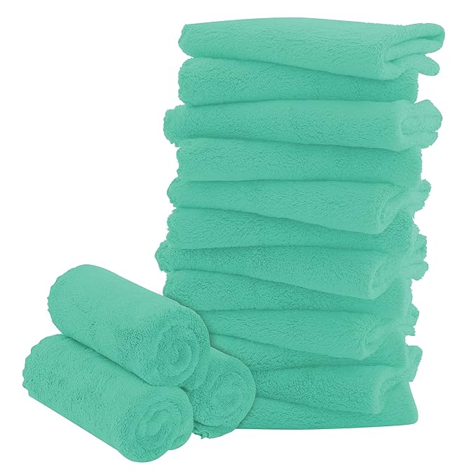 16 Pack Baby Washcloths - 10x10 Inch, Coral Fleece