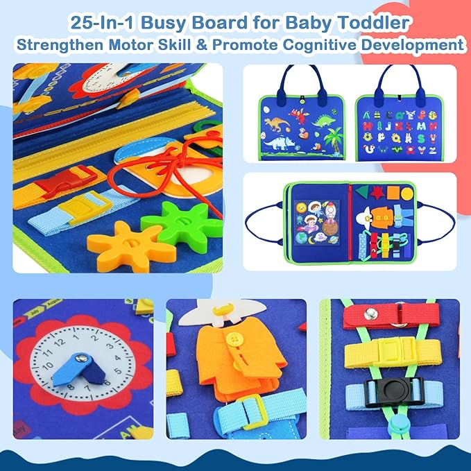 Hi-Tech Busy Book Toys, Montessori Sensory Book for Toddlers 1 2 3 4 5 Years Old