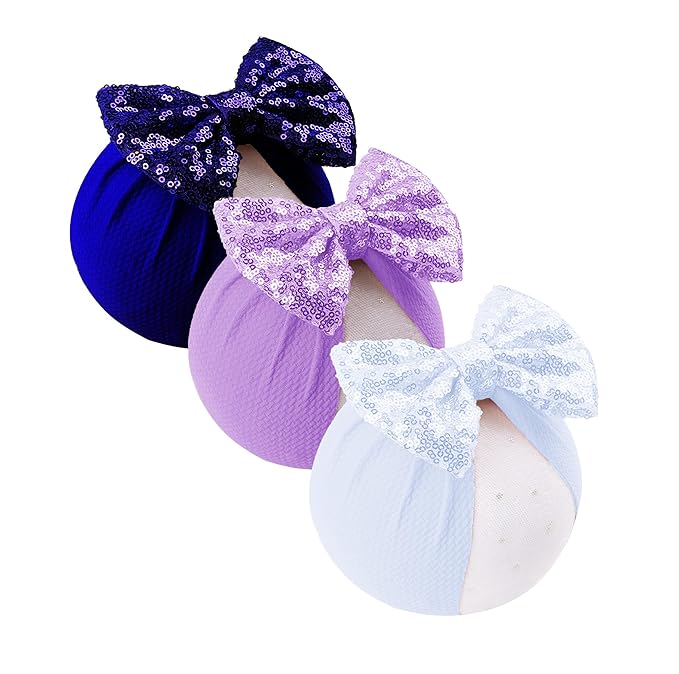 Glitter Bows for Baby Girls Headband, Newborn Bows Headbands Baby Accessories.(FD117) (Navy