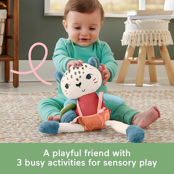 FISHER-PRICE BABY Sensory Toy Planet Friends Spotting Fun Snow Leopard 3+ Months