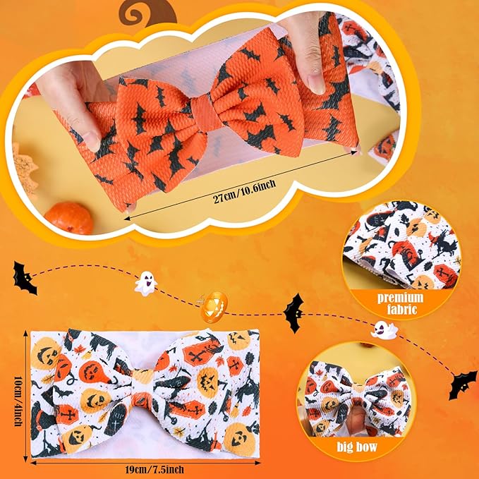 3pcs Halloween Headbands for Baby Girls, Trick or Treat Elastic