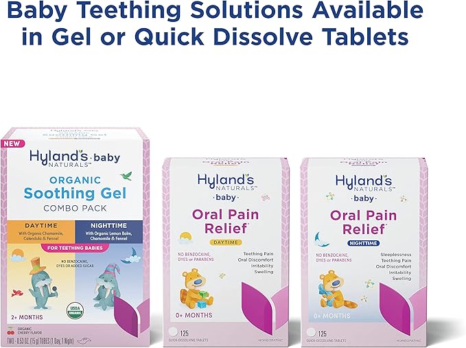 Hyland's Baby - Organic Day/Night Soothing Gel Combo Pack, Natural Relief of Oral Discomfort 2 Months 1.06 Ounce (2 Tubes 0.53 oz.)