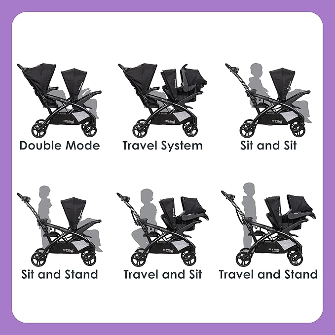 Baby Trend Sit N' Stand® Double 2.0 Stroller, Dash Grey