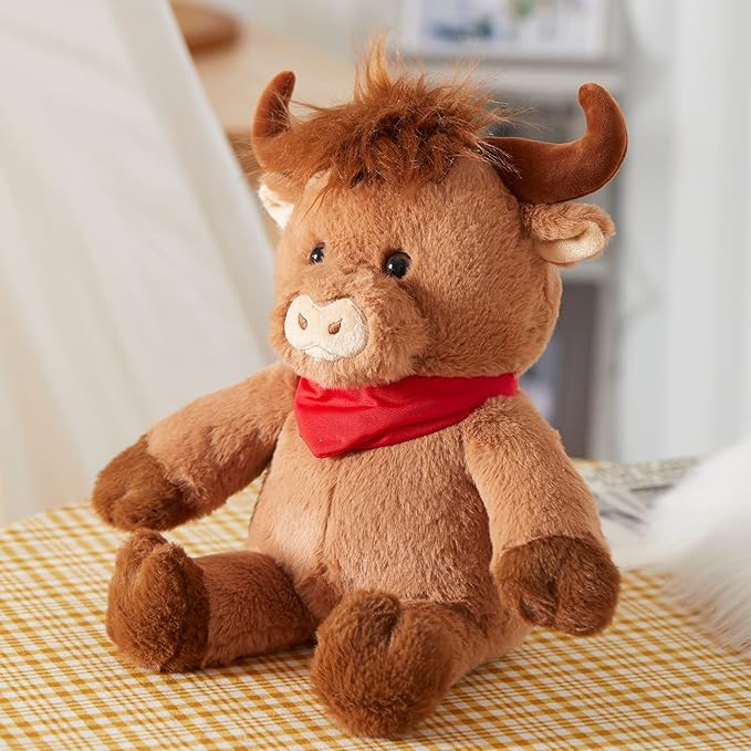 Houwsbaby 12" Highland Cow Stuffed Animal Scottish Highland Cow Plush Toys for Babies,Kids