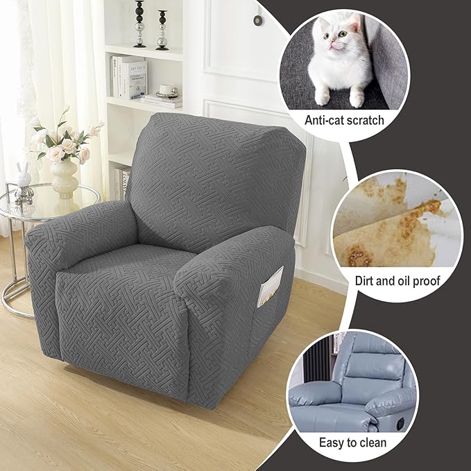 NORTHERN BROTHERS Recliner Chair Covers, Lazy Boy Recliner Covers, Stretchy Cover for Recliner Chairs, Light Gray