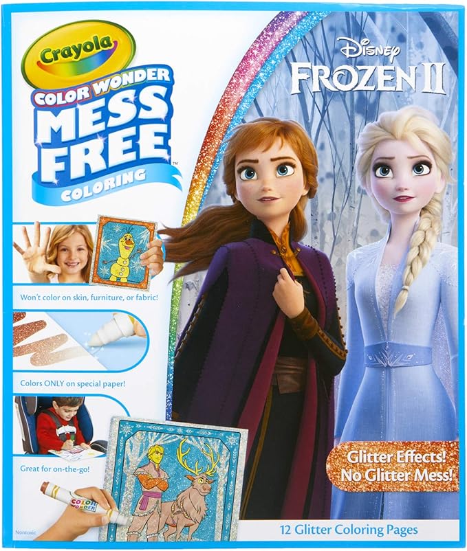 Crayola Frozen 2 Glitter Effects Color Wonder Set, Mess Free Coloring, Gift for Kids, 3, 4, 5, 6