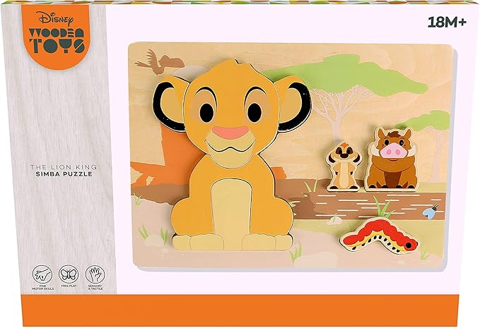 Just Play Disney Wooden Toys Simba 9-Piece Puzzle, The Lion King 18 Month