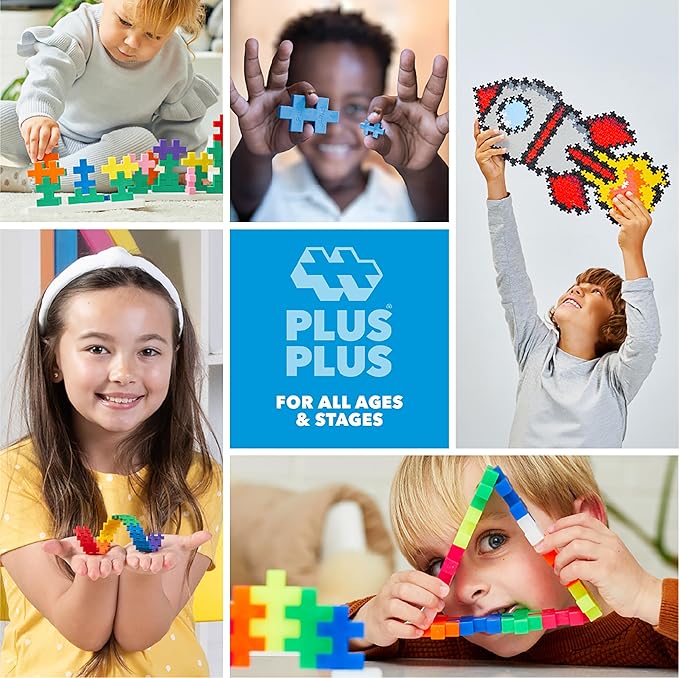 PLUS PLUS 240 Piece Interlocking Building Blocks for Kids, Open Ended Connecting Toys, STEM Bin Classroom Mini Manipulatives - Treasure Mix Play Tube