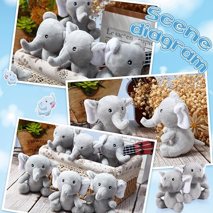 HyDren 8 Pcs Plush Mini Elephant Stuffed Animal Toys 4