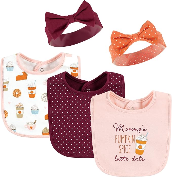 Hudson Baby Unisex BabyCotton Bib and Headband or Caps Set