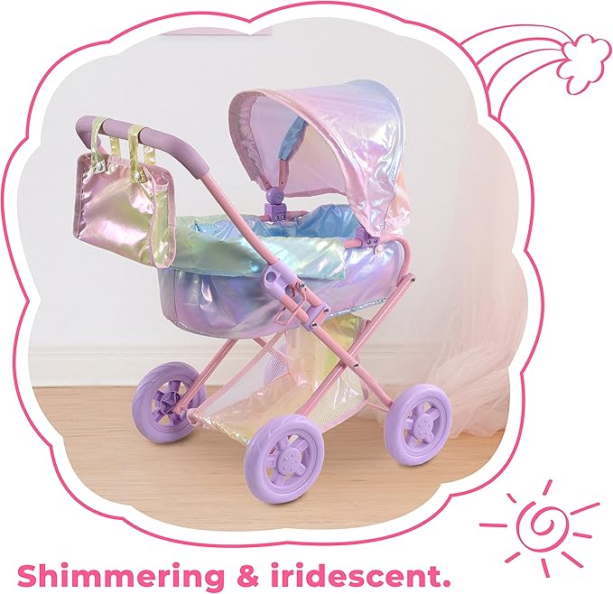 Olivia’s Little World - Baby Doll Bassinet Stroller, Baby Doll Pram Stroller Buggy for 3 Year Old Girls Toddlers 2 in 1 Deluxe 16" Dolls,