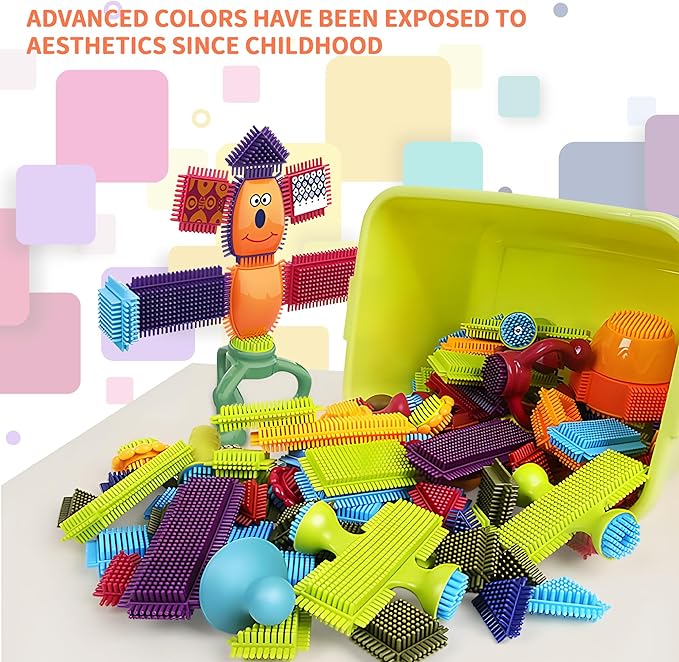 Bristle Blocks, STEM Interlocking Building Toys for Kids Ages 4-8 108 PCS 3D Building