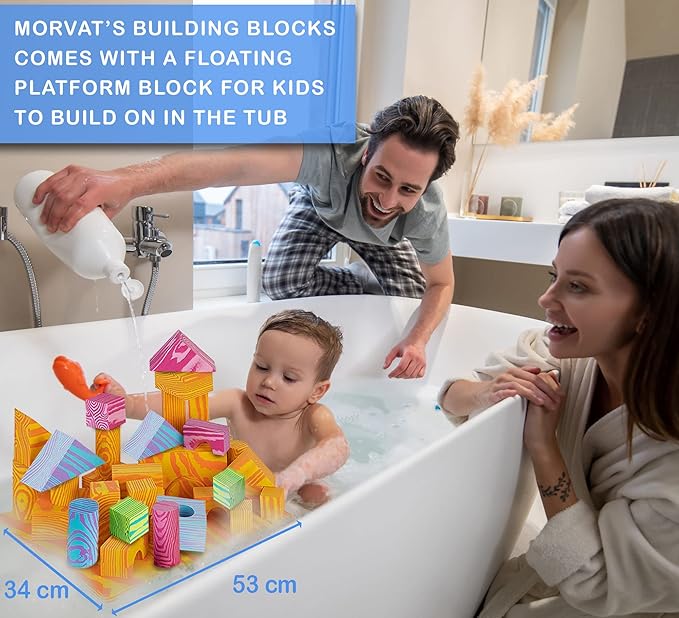 Morvat 300 Piece Colorful Soft EVA Foam Building Blocks Set, Waterproof Play Toy for Children