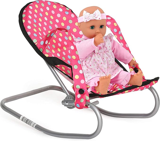 fash n kolor 4 Piece Doll Play Set, includes - 1 Pack N Play. 2 Doll Stroller 3.Doll High Chair. 4.Infant Seat 18'' Doll (4 Piece