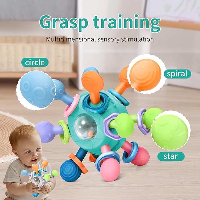 Baby Montessori Teething Toys for 0-6 6-12 Months BPA Free 0 3 6 9 12 18 1 2