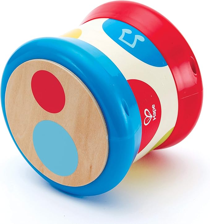 (Baby Drum) - Hape Baby Drum Colourful Rolling Drum Musical Instrument Toy For Toddlers, Rhythm & Sound Learning (E0333)