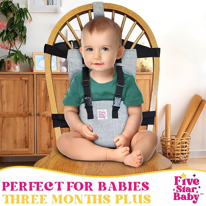 Travel Harness Seat for Toddlers - Portable High Chair for Travel | Baby Seat Harness for Golf Carts and Dining | Compact Chair for Babies - Grey
