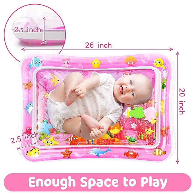 Tummy Time Water Mat for Girl, Water Play Mat for Babies Inflatable Tummy Time Water Play Mat for Infants and Toddlers 3 to 12 Months Promote Development Toys Cute Baby