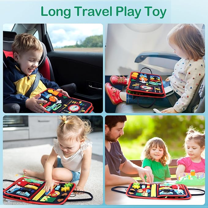 Busy Board for Toddlers,Montessori Toys Developing Sensory Activity Book Preschool 1 2 3 4