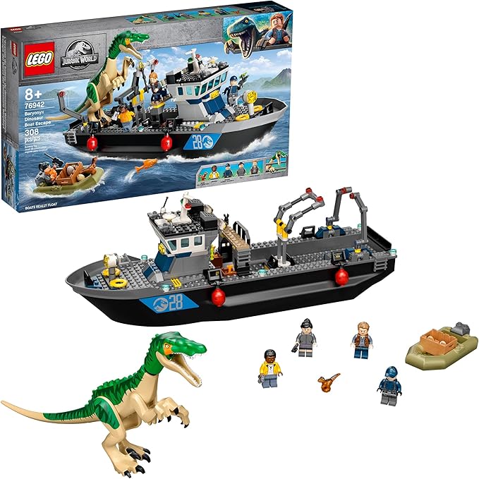 LEGO Jurassic World Baryonyx Dinosaur Boat Escape 76942 Building Kit; 2021 (308
