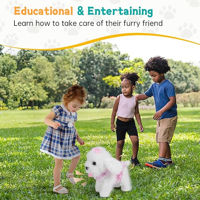 Interactive Walking Plush Puppy Toy Dog, Realistic Wagging Tail Robot Dog 3, 4, 5, 6+