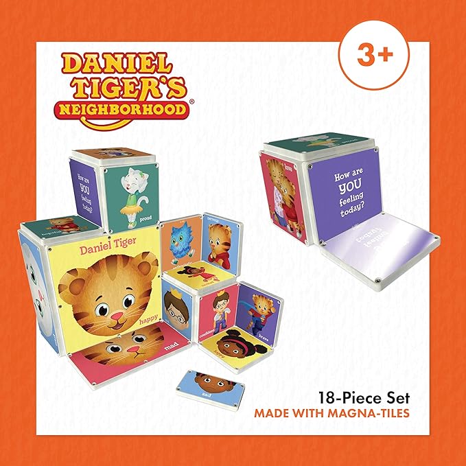 CreateOn Daniel Tigers Neighborhood: Daniel’s Many Feeling’s Magna-Tiles Structure Set, Magnetic Kids Building Toys 3+, 18