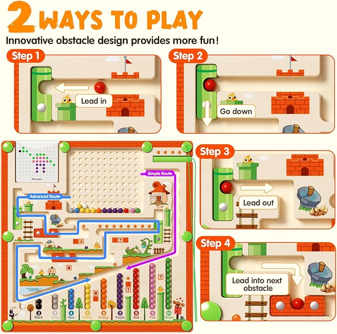 Magnetic Color and Number Maze Montessori Toys for 3+ Year