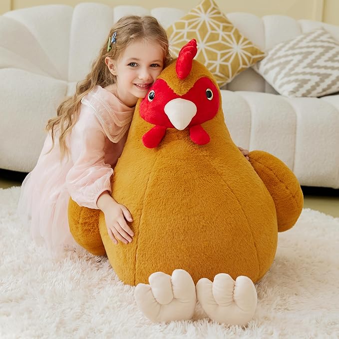 IKASA Giant Chicken Stuffed Animl Plush Toy,Big Large Jumbo Soft Toys 25.5" Huge