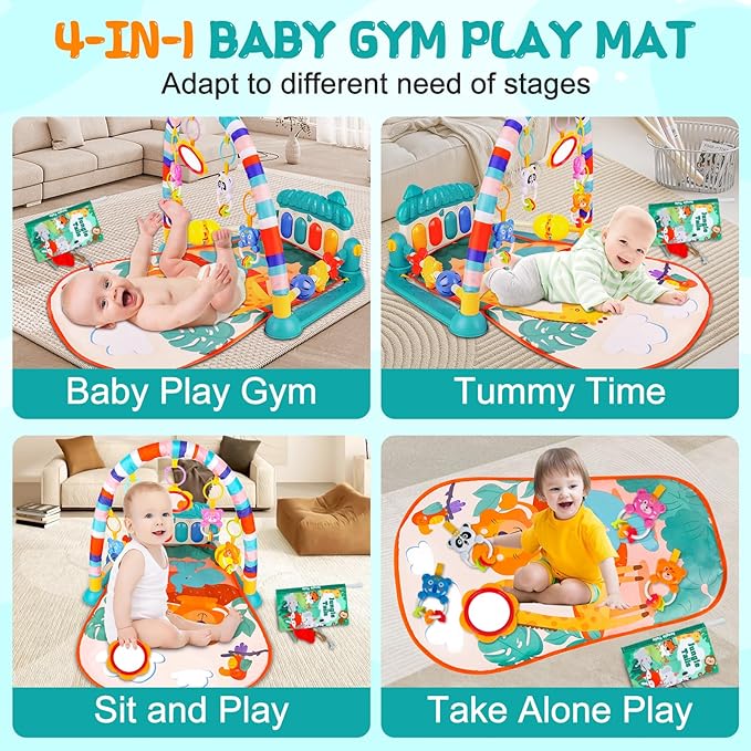 Baby Gyms Play Mats, Baby Play Gym Floor Play Mat 0-3-6-12 Months