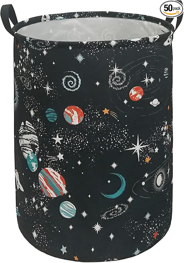 Round Black Planet Laundry Hamper Storage Basket Organizer Hamper Storage