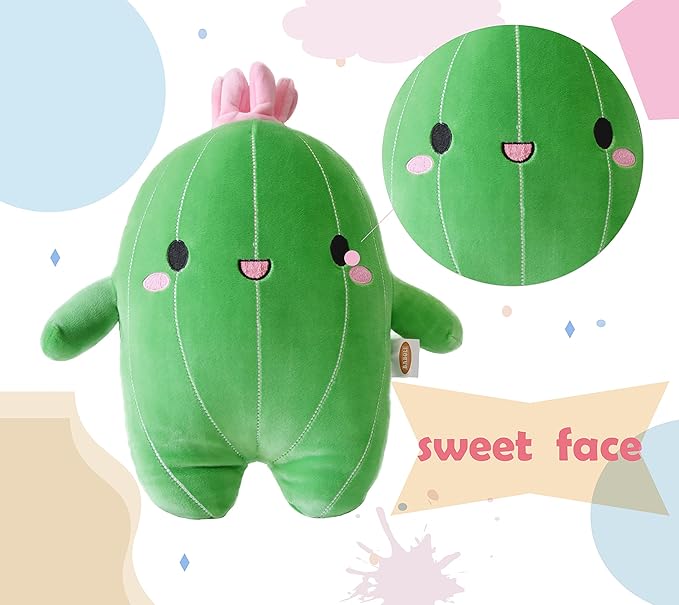 BABOLI Cuddly Cactus Stuffed Plant Animal with Smile Face and 10 Inches