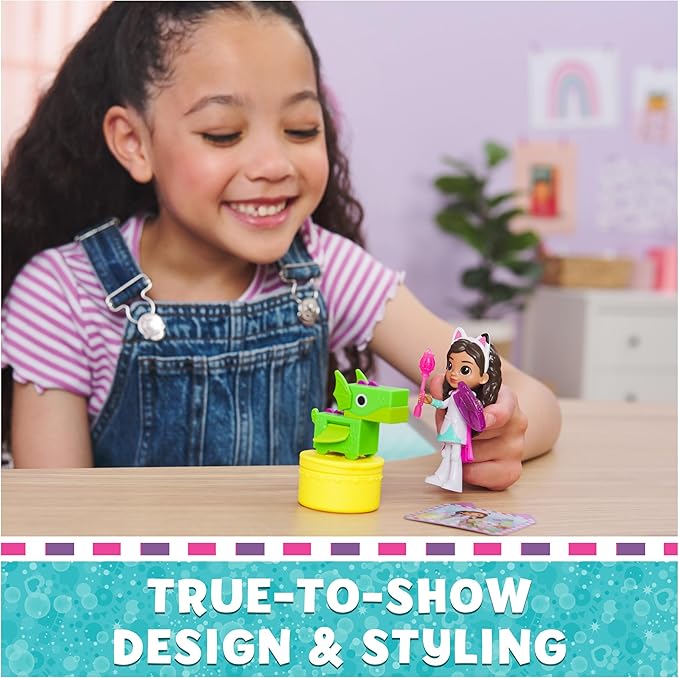 Gabby's Dollhouse, Knight Gabby Toy Figure Set with Surprise Toy and Mini Dragon Pal 3 and