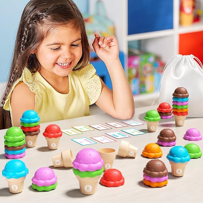 Ice Cream Toys Color and Counting Alphabet Match Learning Toys (65Pcs Counting)