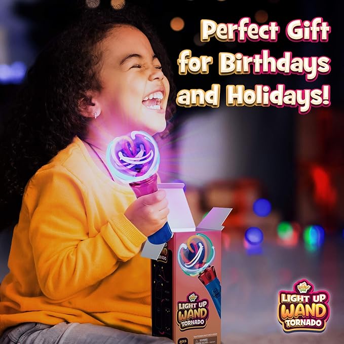 IPIDIPI TOYS Spinning Light Up Wand for Kids - Light Up Spinner Toy, Spinning Globe Toy 4th of