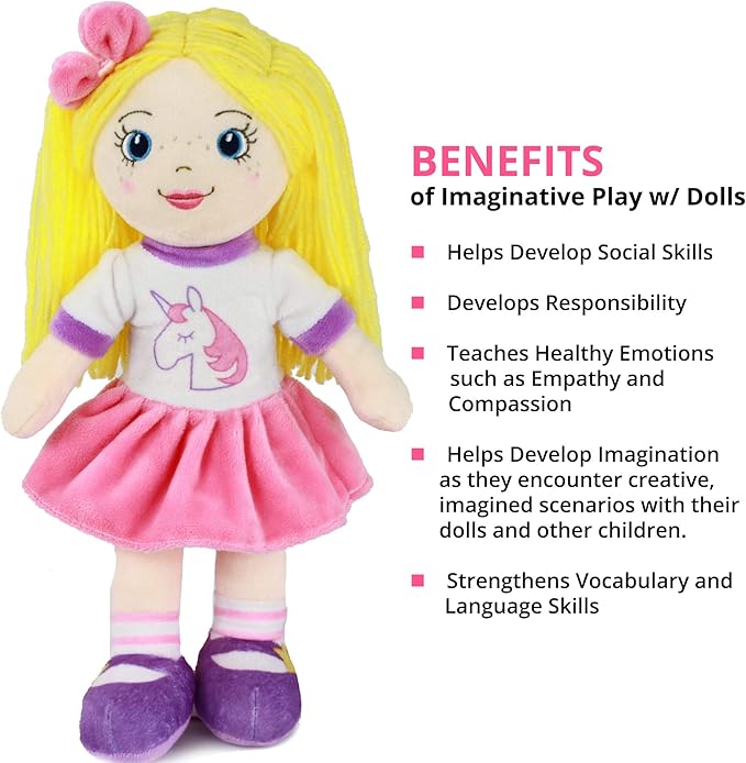 Playtime by Eimmie 14” Soft Baby Doll - Plush Rag Dolls for 2 Year Old Girls & Boys, Toddler & Infants 3pc Set