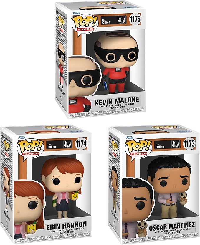 Funko TV: POP! The Office Collectors Set 4 - Erin with Happy Box & Champagne, Kevin as Dunder Mifflin Superhero, Oscar with Scarecrow Doll