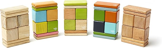 8 Piece Tegu Pocket Pouch Magnetic Wooden Block Set, Natural