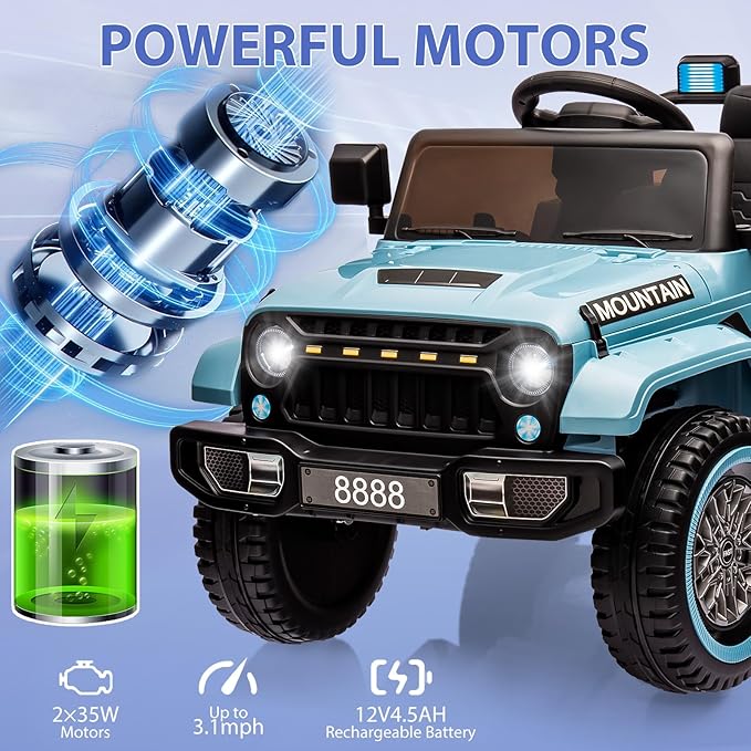 Hetoy Kids Ride On Truck Car, 12V Battery Powered Electric Car w/Parent Remote Control 3 Speeds,