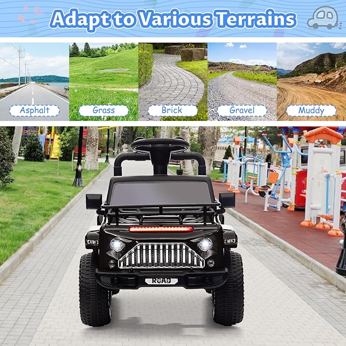 Hetoy 6V Ride On Car for Toddlers - Battery Powered Electric Car for Kids with Music, LED Light 4 Wheels 3-6 Years,
