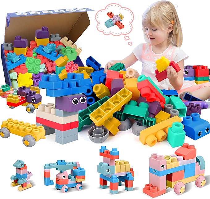 Soft Building Blocks for Toddlers, Baby Blocks Stacking Blocks for Toddlers 1-3 STEM Toddler Gifts 40 PCS