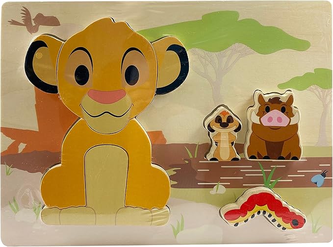 Just Play Disney Wooden Toys Simba 9-Piece Puzzle, The Lion King 18 Month