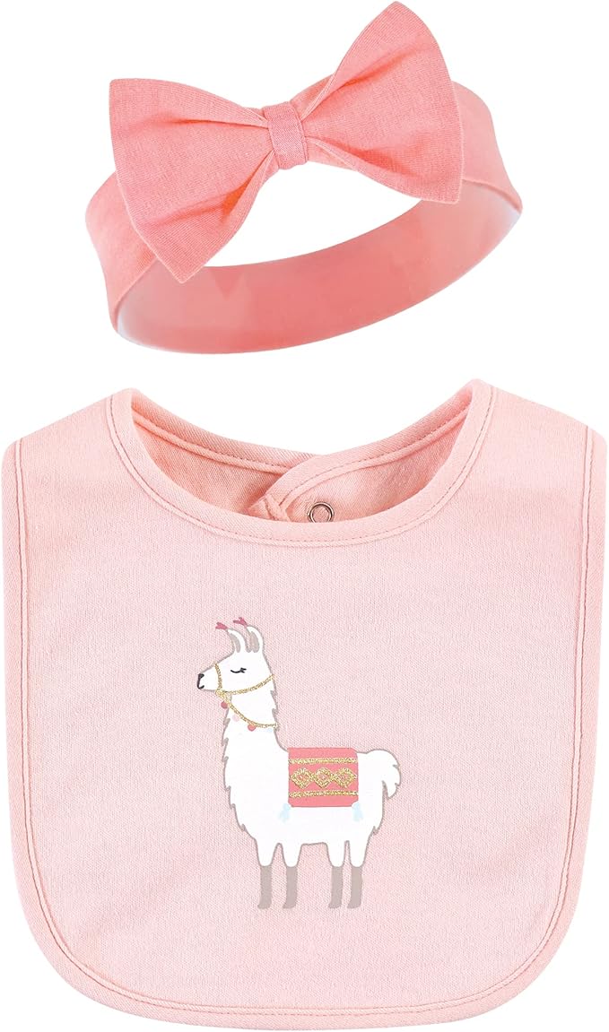 Hudson Baby Unisex BabyCotton Bib and Headband or Caps Set