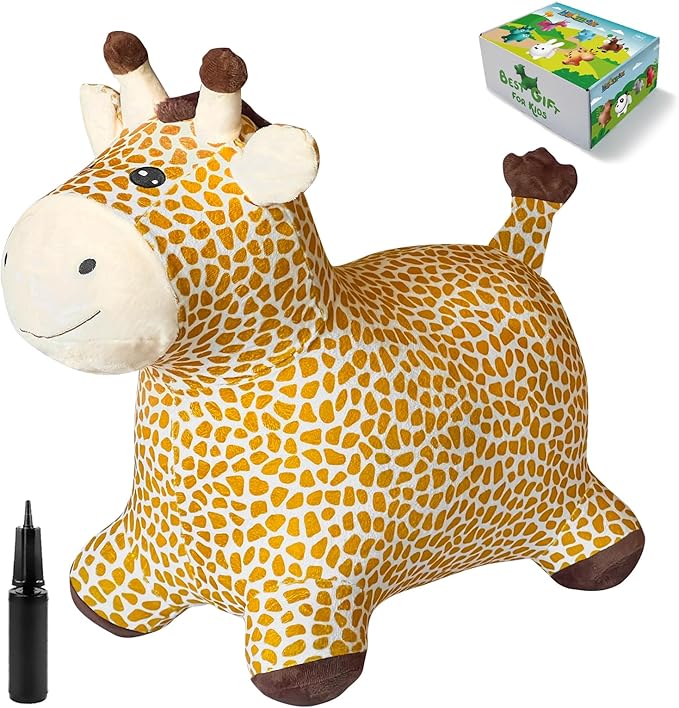 HotMax Giraffe Bouncy Horse Toy, Inflatable Plush Bouncing Horse for Toddlers 18 Months 2 3 4 Year