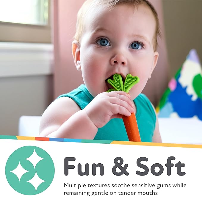 Nuby Silicone Carrot Tube Teether - Baby Teething Toy 3+ Months