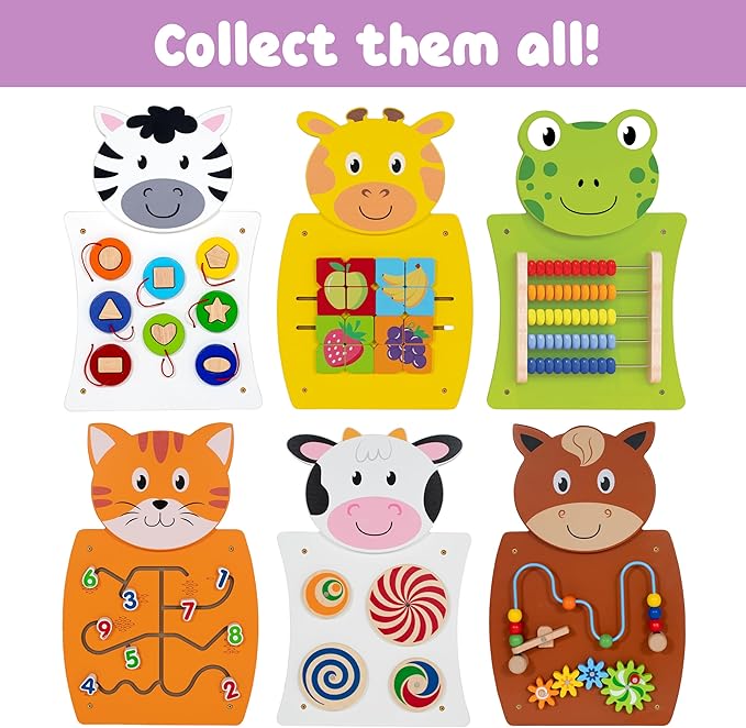 SPARK & WOW Giraffe Activity Wall Panel - Ages 18m+ - Montessori Sensory Wall Toy - Puzzle Activity - Busy Board - Toddler Room Décor
