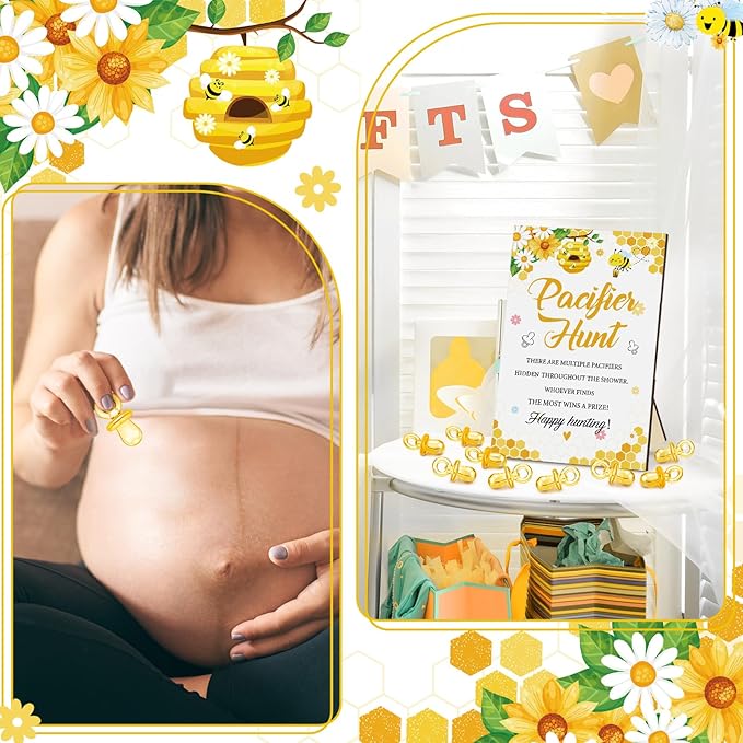 Thyle 51 Pcs Pacifier Hunt Baby Shower Games Include Baby 50 Acrylic