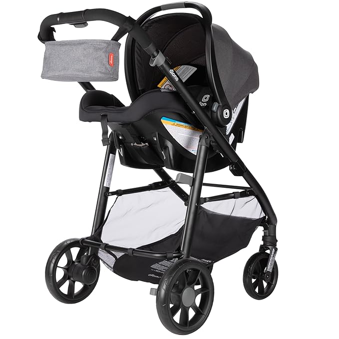 Diono Quantum 4 3-in-1 Travel System with LiteClik 30 R SafePlus Infant Car Seat and Base, Rear-Facing for Infants 4-30lbs, Includes Infant Car Seat Folding Stroller and Toddler Seat (Gray Slate)