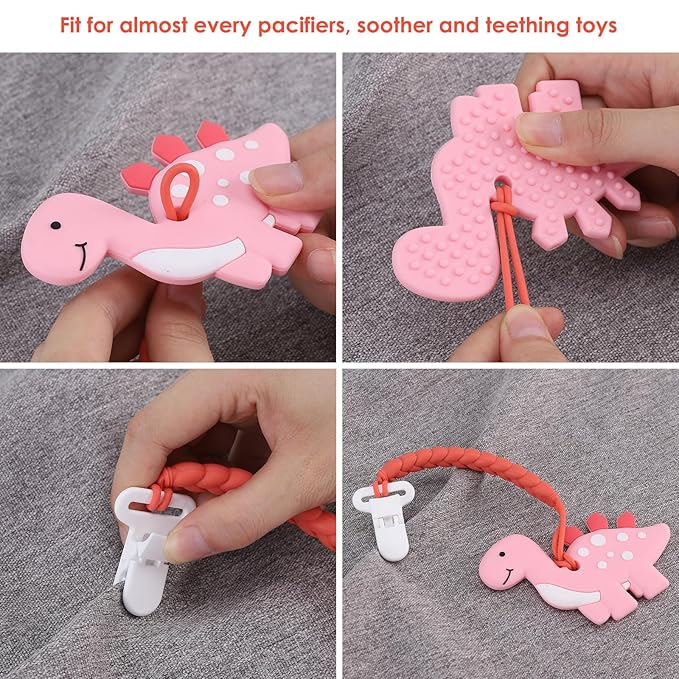 4-Pack Silicone Pacifier Clips with a Woven Rope Shape